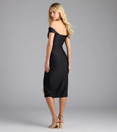 Classic Allure Off-The-Shoulder Midi Dress